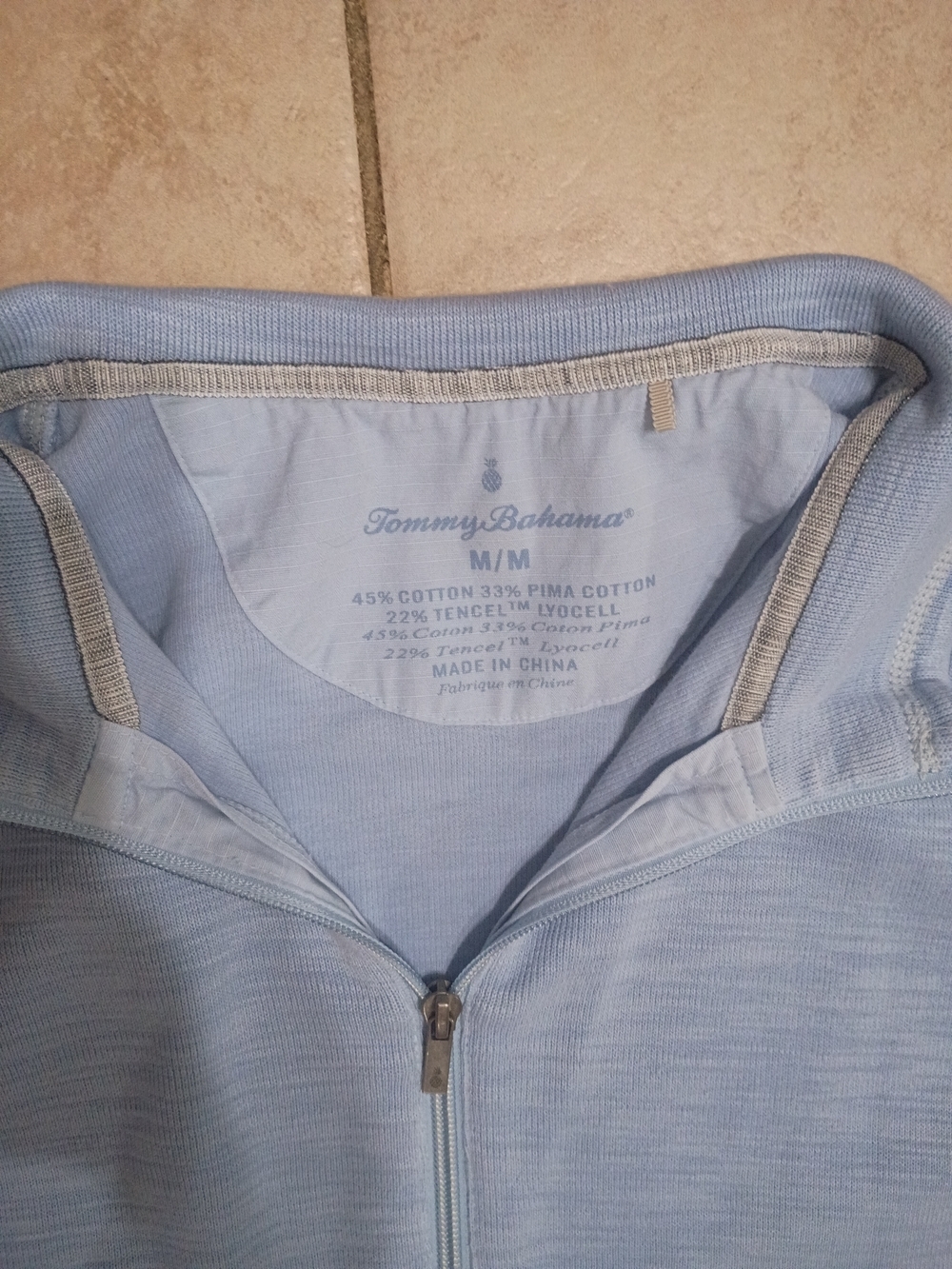 Tommy Bahama Light Blue Half-Zip Pullover - Picture 11 of 11